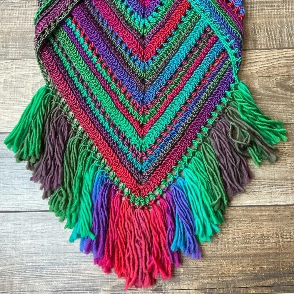 Handcrafted Crochet Cowl Neck Scarf With Fringe New Handmade by Seller Knit